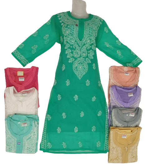 Gorgette  chikankari kurti