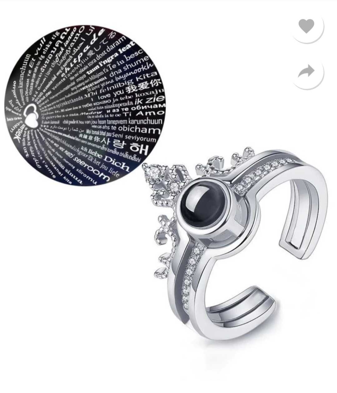 Love scene 108 language in couples ring silver plated ring