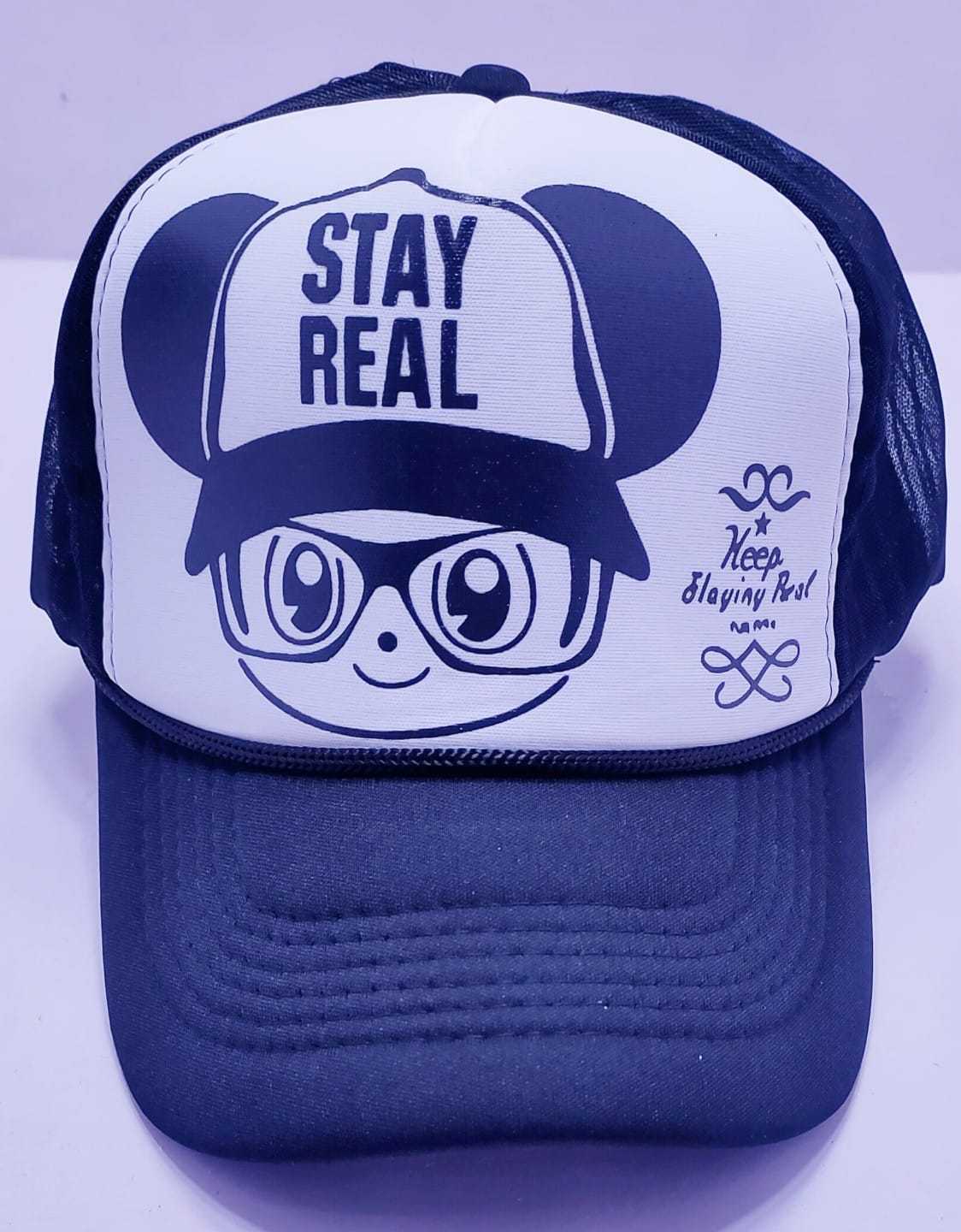  printed Halfnet cap stay Real White  bule